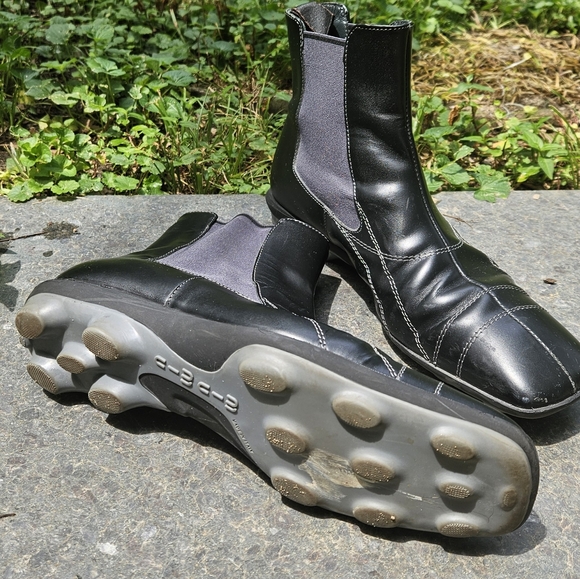 Miu miu Bubble Sole Boot leather black prada dress boots square toe bubble sole - Picture 2 of 16